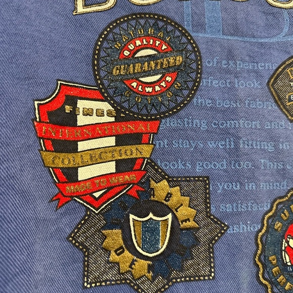 Vintage 90s Size: 18/20 Bonjour Jeans Graphic Oversized Boxy Blue Tee. - Picture 10 of 14